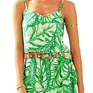 Lilly Pulitzer Ramona Crop Top & Skort Set Tassel Green Tropical
